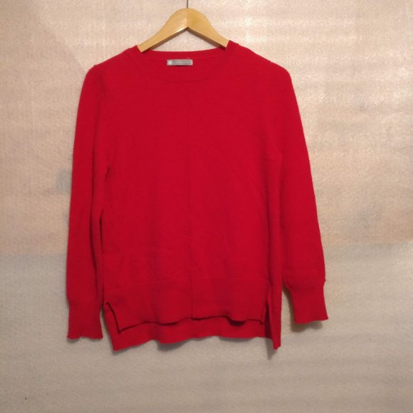 FLAWLESS- Holiday RED 100%CASHMERE L/Sleeve Sweater Knit , M with MEASUREMENTS - Picture 3 of 9